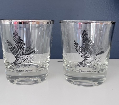 De colección Deportista Juego Salvaje Pájaros Rocas Whisky Antiguo Vasos Borde Plateado - Imagen 3 de 6