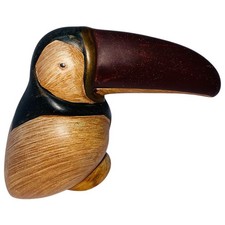 Hand Carved Wooden Toucan Figure Abstract Modern Design 6"
