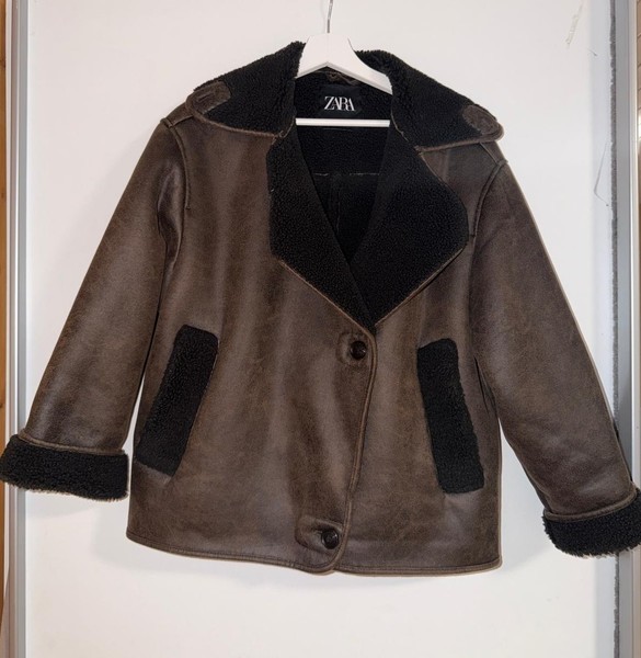 Doubleface jacket in relaxed fit, size XXS, brown