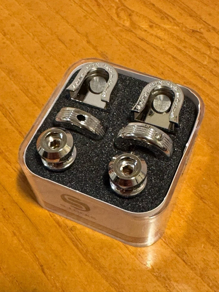 Genuíno Schaller NICKEL S-Lock alça de guitarra trava par/conjunto (capa da caixa faltando) - Imagem 2 de 4