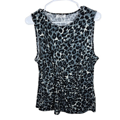 Zenana Tank Top Women's Large Twist Cheetah Sleeveless Round Neck Shirt