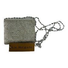 La Regale Beaded Evening Bag Women Small Silver Vintage Crossbody Clutch La Regale Beaded Evening Bag Women Small Silver Vintage Crossbody Clutch