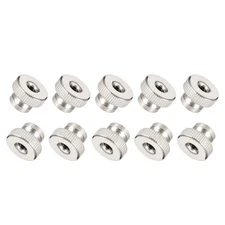M4 x 0.7mm Knurled Thumb Nuts Silver Iron Round Knobs Fastener 10Pcs