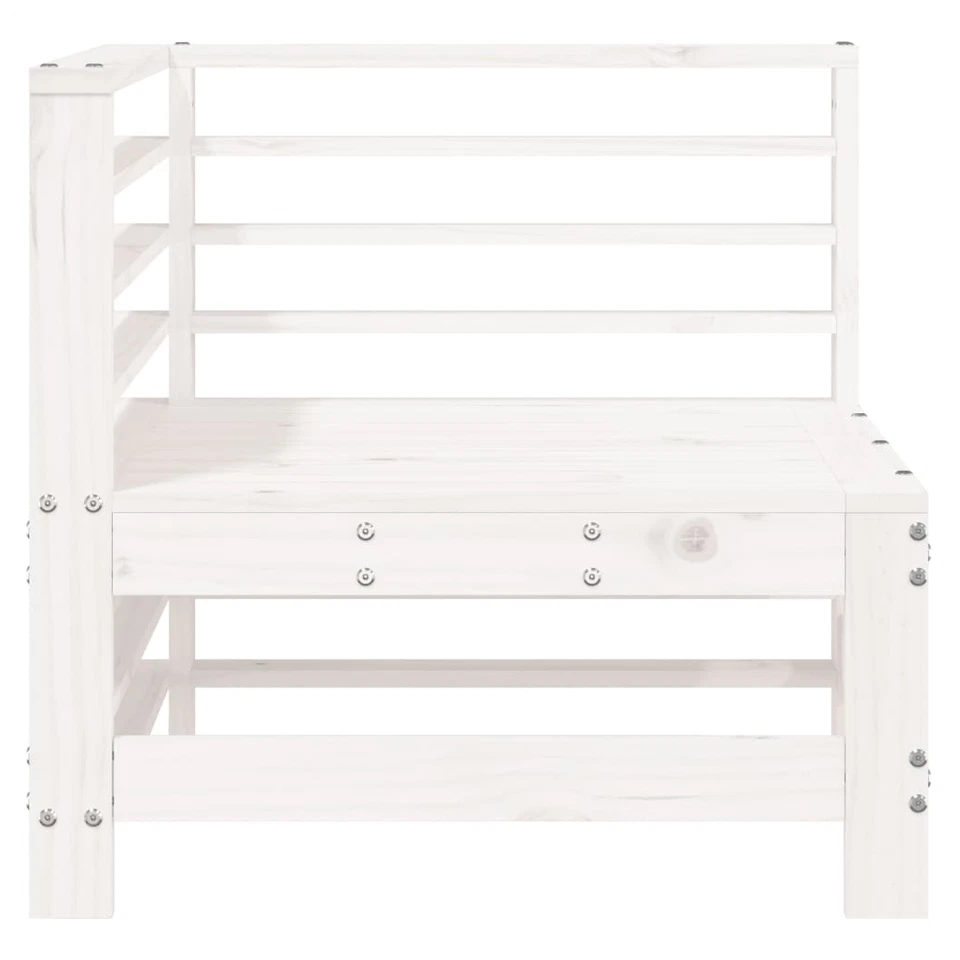 Sofá esquinero de jardín madera de pino blanco 63,5x63,5x60 cm madera maciza de pino conjunto modular XXL Foto 4 de 4