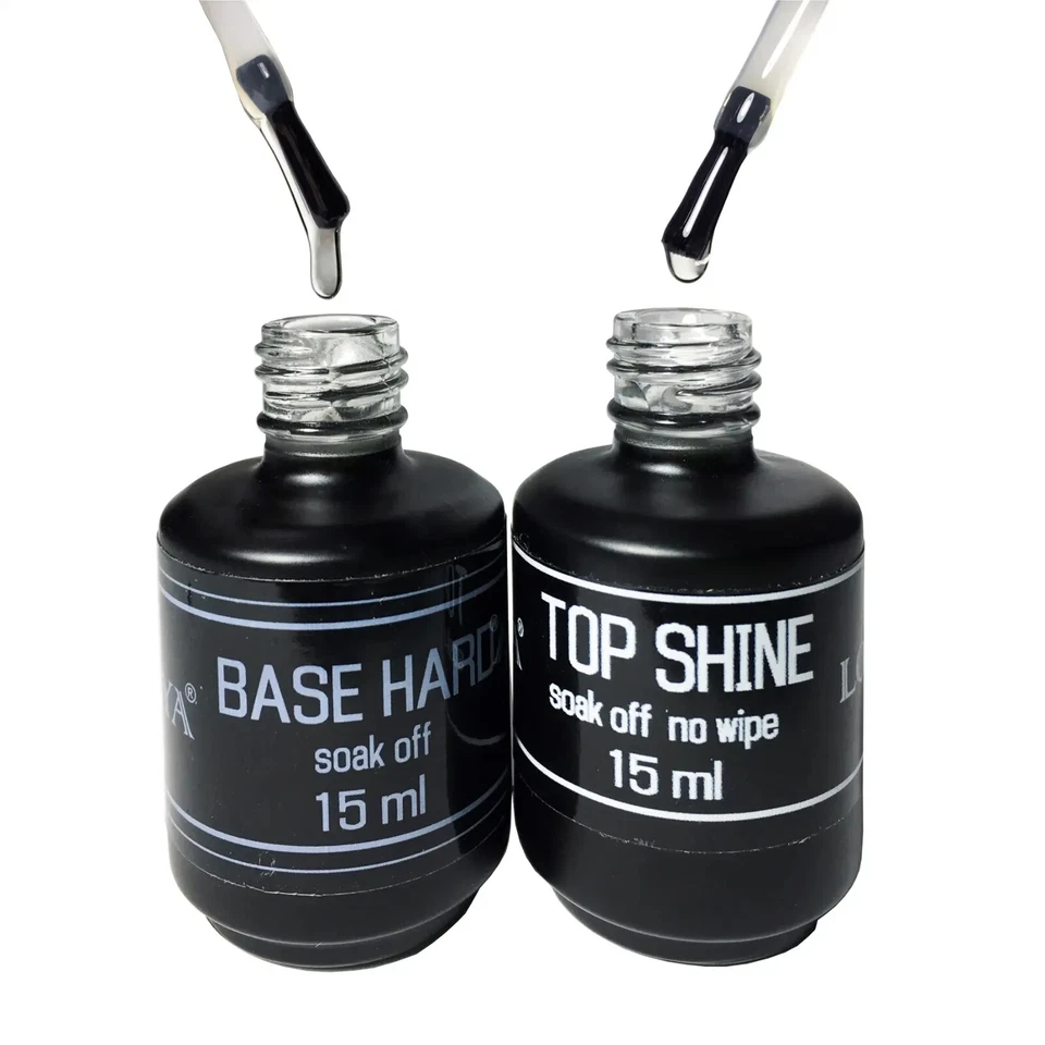 Base de goma para uñas LOYA fuerte, base dura, super brillo superior sin limpiar, capa de gel superior Foto 2 de 4