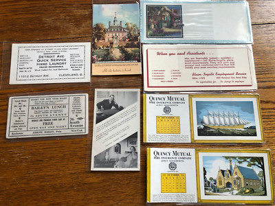 VINTAGE INK BLOTTER LOT OF 8 ADVERTISING UNUSED 7 DIFFERENT SUBJECTS & SIZES