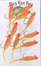 10 Pack 1/16 Oz  Orange And Green Chartreuse Crappie Jigs ( Cajun Cricket)