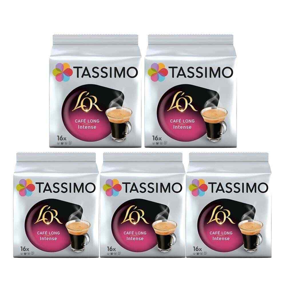 Tassimo Coffee Pods L'OR Cafe Long Intense 5 x 16 Drinks (Total 80 Drinks)