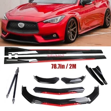 FOR INFINITI Q60 Front Bumper Lip Splitter Spoiler Body Kit Side Skirt Extension