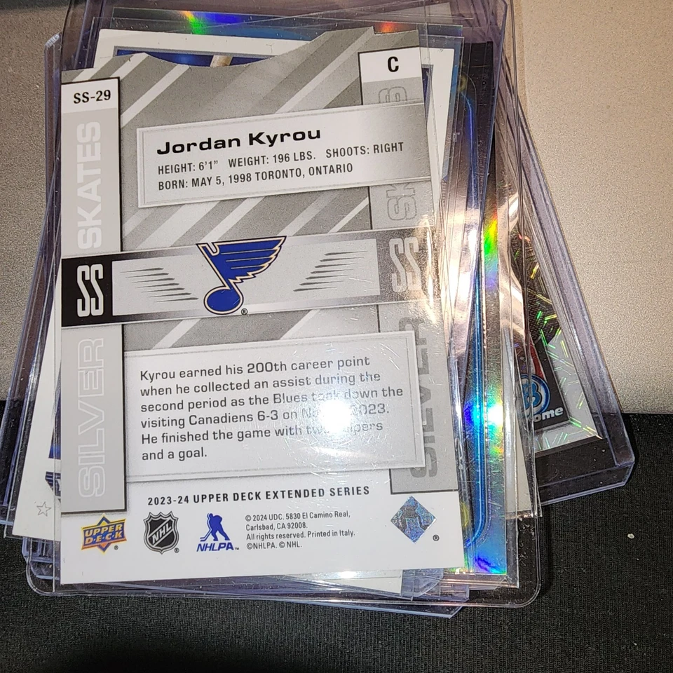 2023-24 UPPER DECK EXTENDED SERIES SILVER SKATES SS-29 JORDAN KYROU - BLUES - Image 2 of 3