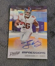 2020 panini prestige saquon barkley Impressions auto #'ed 1/3 orange parallel