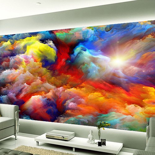 3d Colour Clouds Paint Art Abstract Wall Mural Wallpaper Living Room Bedroom Ebay