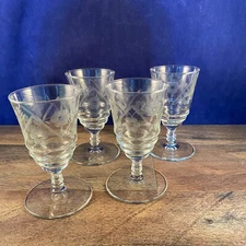 Vintage Libbey Rock Sharpe Crystal Cordial Glasses- Set of 4