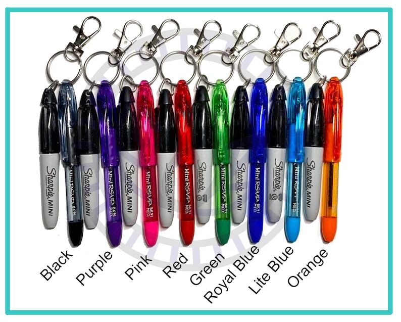 Keychain Marker Nurse Pen LED Light Mini Permanent Marker ID Badge Reel Keychain Pack ...
