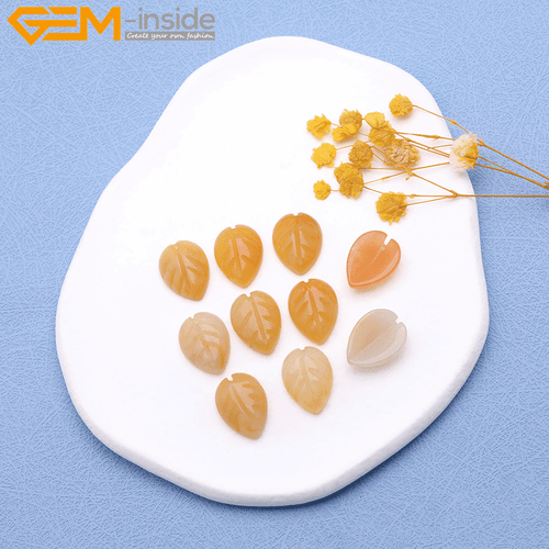 Natural Crystal Carved Leaf Leaves Sandstone Jewelry Making 15” 8x11mm 33Pcs - Picture 117 of 129