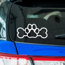 Dog Bone & Paw Vinyl Sticker I Love Dogs Decal, Stickers for Cars, Laptops