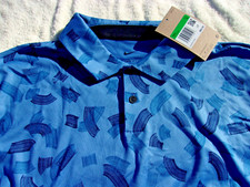 NWT Nike dri fit polo, blue, patterns, men's L, or XL, 2 button top, 80