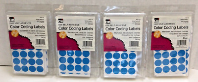 4000 Self-Adhesive Color Coding Labels, Removbale, 3/4'' Diameter, Blue