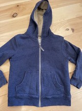 EUC HANNA ANDERSSON SHERPA LINED COTTON HOODIE BOYS 120 6 Blue Full Zip EUC