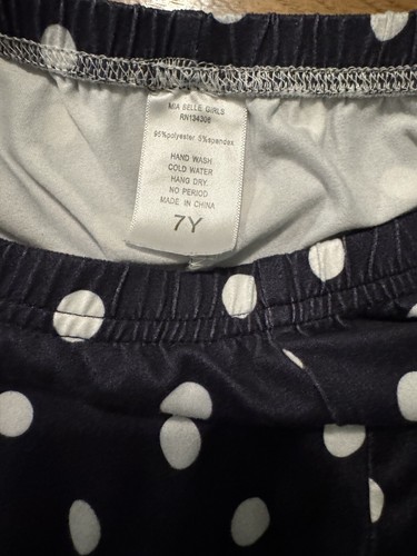 Girls Size 7 Navy Blue & White Polka Dot Pants & Loop Scarf - Picture 3 of 3