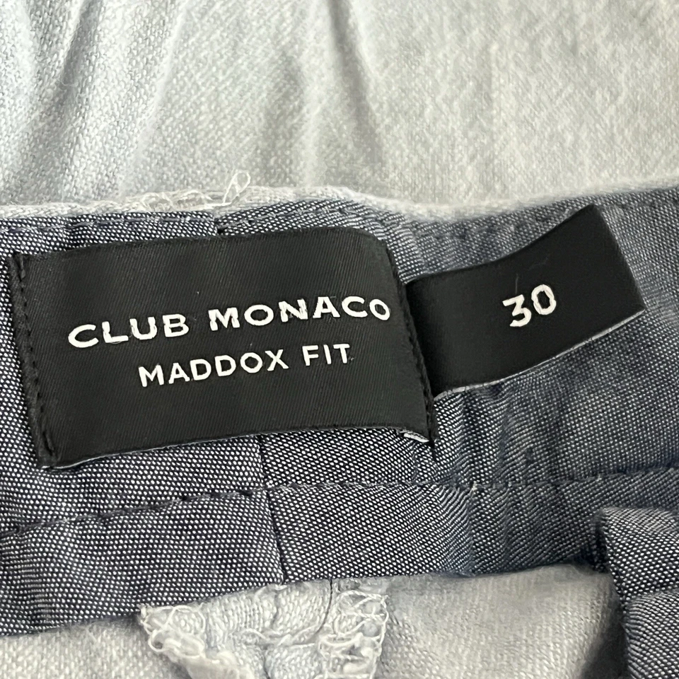 Club Monaco Maddox Fit Baby Ice Blue Zip Closure Cotton-Linen Blend 7" Mens 30 - Image 3 of 4
