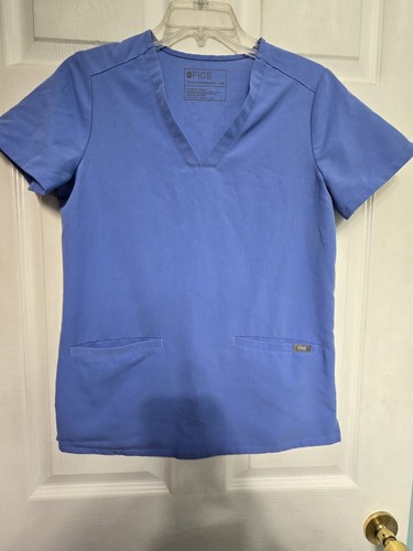FIGS Damen Scrub Top Größe XS - Blau V-Ausschnitt - Brustumfang 19,5/L 26"