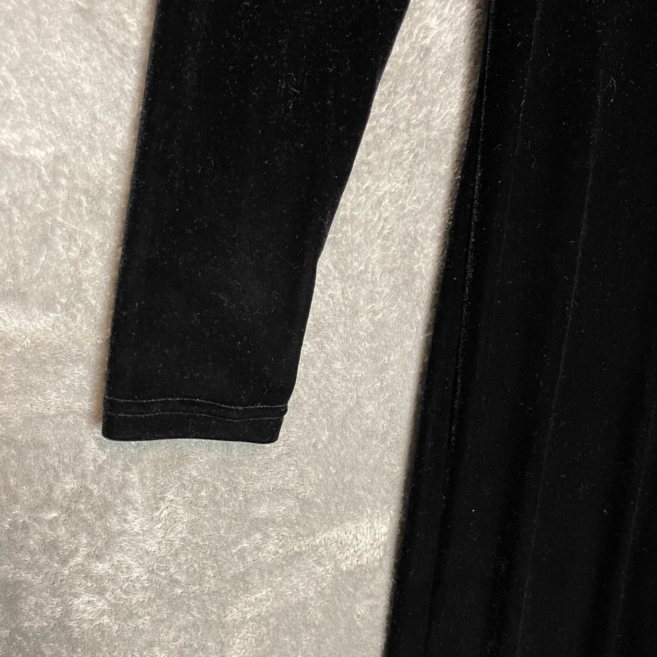 Women Classy Whimsigoth Witchy Dark Romantic Black Velvet Maxi Dress S* - Image 4 of 4