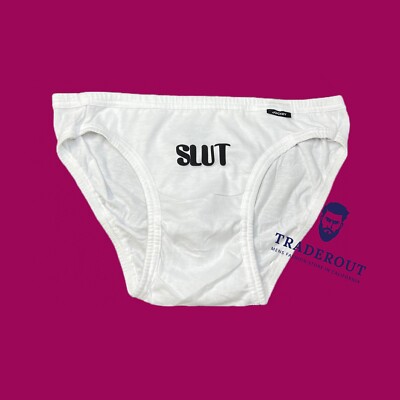 H.E.Arts 3D puff SLUT logo custom print Men Jockey cotton THIN bikini underwear