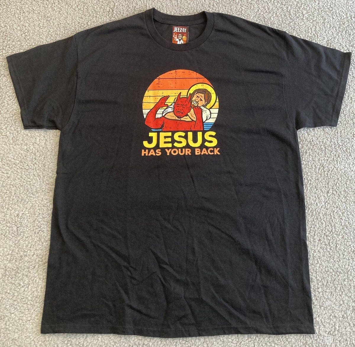 Jesus Has Your Back” Devil Choke Men's Black Tee NWT Size Large | eBay