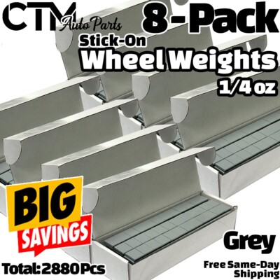 8-Box 1/4oz Grey Balance Wheel Weights Stick-on Adhesive Tape Lead-Free 2880 pcs
