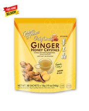 Instant Ginger Honey Crystals, 30 Sachets Instant Hot or Cold Beverage Easy