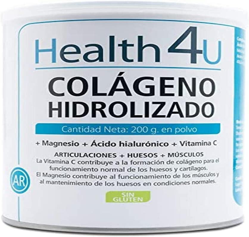 Health 4U-Colageno Hidrolizado 200gr Con Magnesio,acido Hialuronico,Vitamina C