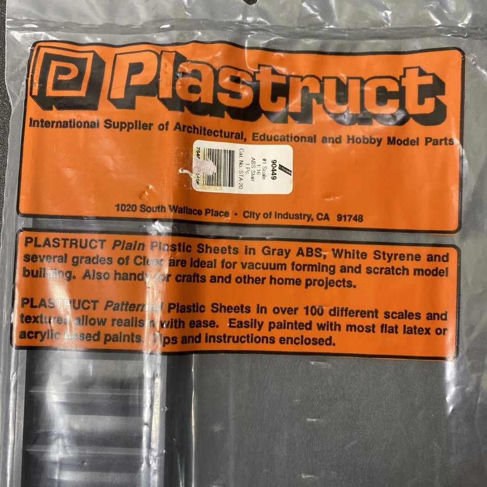 Plastruct 90449 1:16 ABS Stair 1 Pc. Cat STA-20 Brand New In Original Package - Image 2 of 4