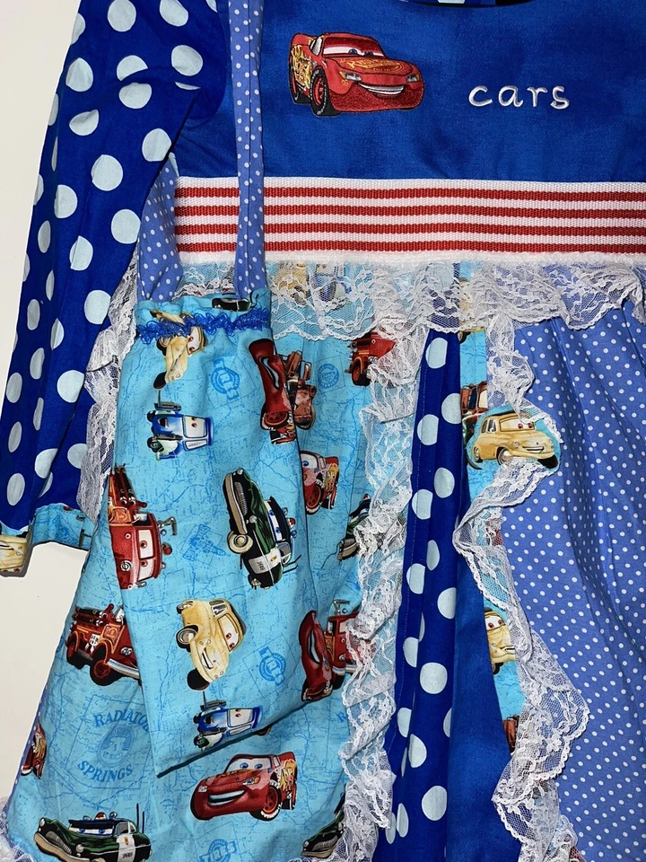 Girls Handmade One Of A Kind Dress W/purse. Size 5-6T. Only One Available - Image 4 of 4