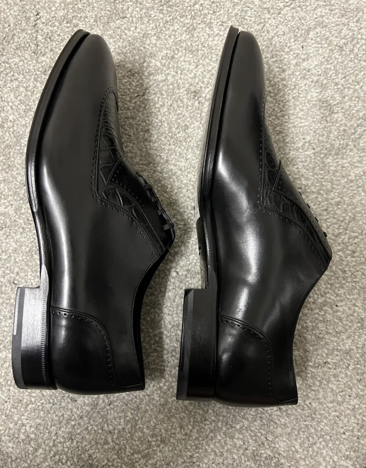 STEFANO RICCI Black Crocodile Leather Trim Oxford Shoes UK 7 RRP £1600. 💯percent Org image 3