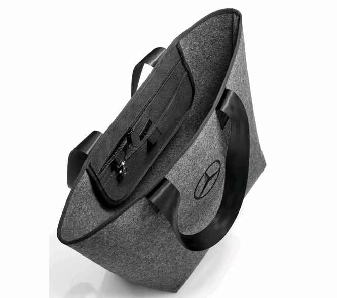 Thumbnail - Mercedes Benz Einkaufstasche Shopper Grau / Schwarz, 100% Polyester