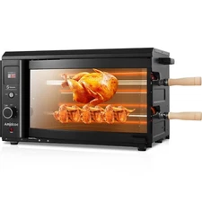 Electric Rotisserie Grill Indoor with Auto-Rotating Skewers, 31 QT Smoke-Free...