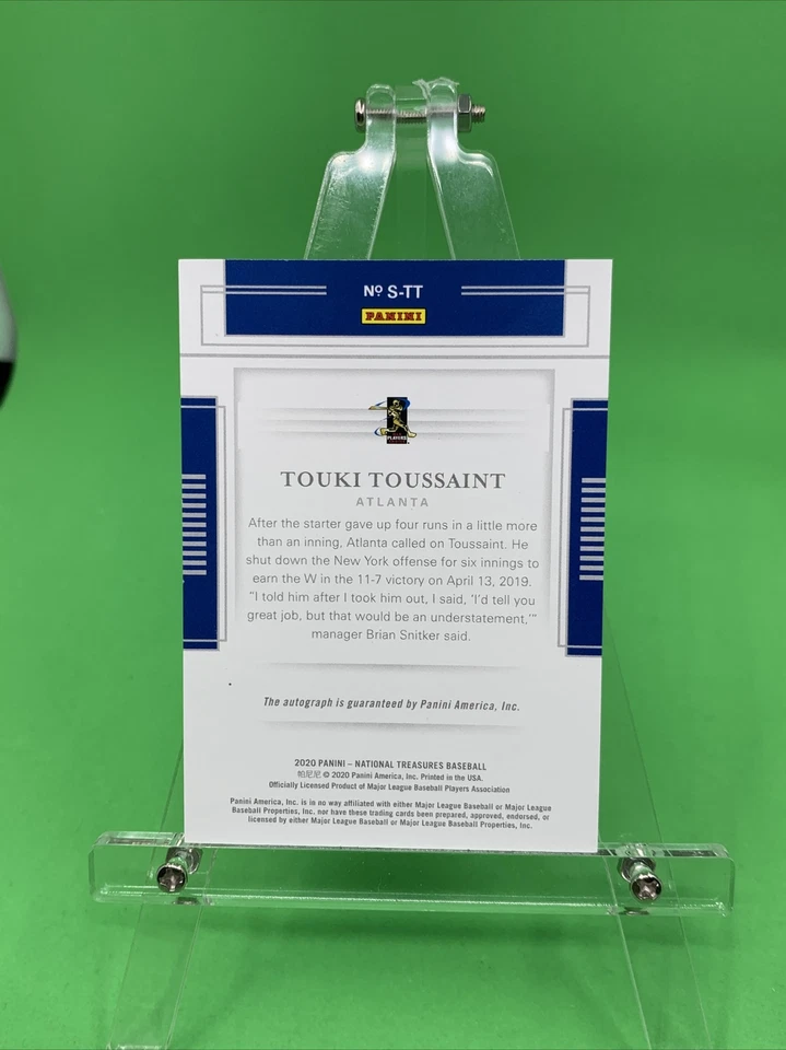 2020 National Treasures Signatures One of One Touki Toussaint Braves Autograph - Image 4 of 4