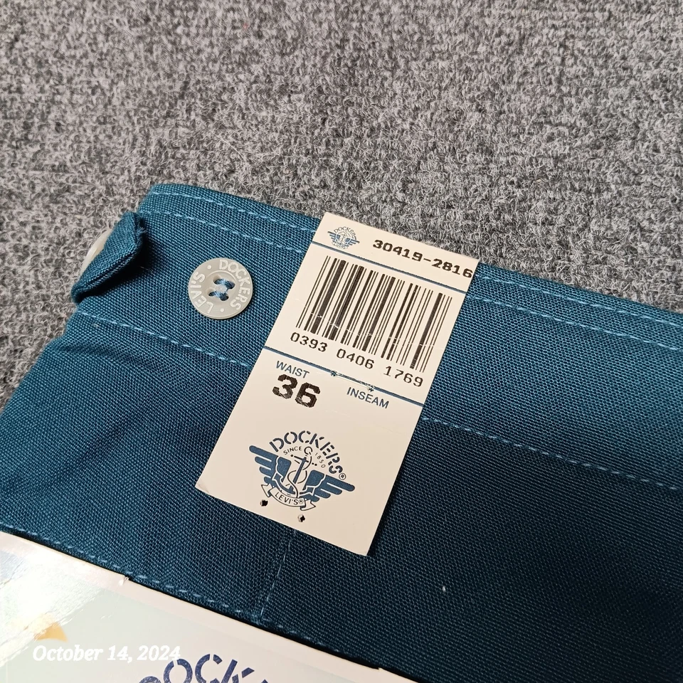 NUEVO CON ETIQUETAS NOS Pantalones Cortos Levi Dockers Hombres 36 Verde azulado Bermudas de tiro alto Foto 4 de 4