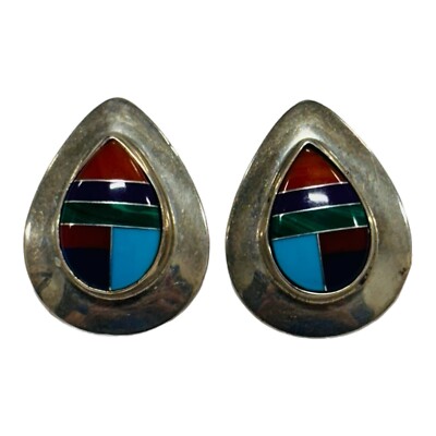 Zuni Sensa Eustace 925 Sterling Silber Inlay Edelstein Ohrringe