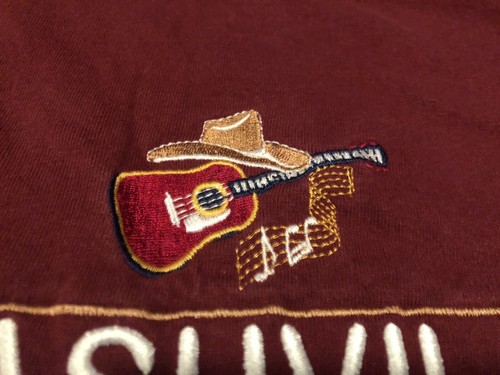 Vintage Nashville Music City bestickter Cowboyhut & Gitarre Medium rotes T-Shirt - Bild 4 von 7