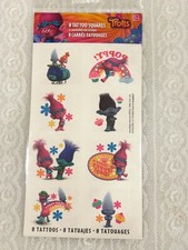 Dreamworks Trolls Temporary Tattoos Set of 8 New in Original Packaging