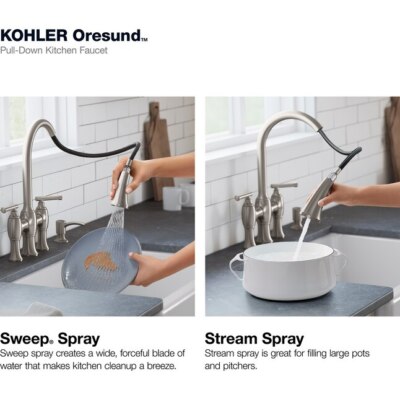 KOHLER Oresund Vibrant Stainless 2-handle High-arc Kitchen Faucet 