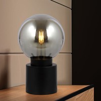 Tischleuchte Tischlampe Wohnzimmerlampe Schwarz Rauchglas 1 Flammig H 24,5 Cm