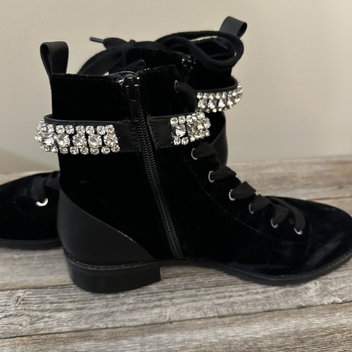 White House Black Market Haisley Velvet Crystal Embellished Ankle Boots US 7.5 - Picture 7 of 13