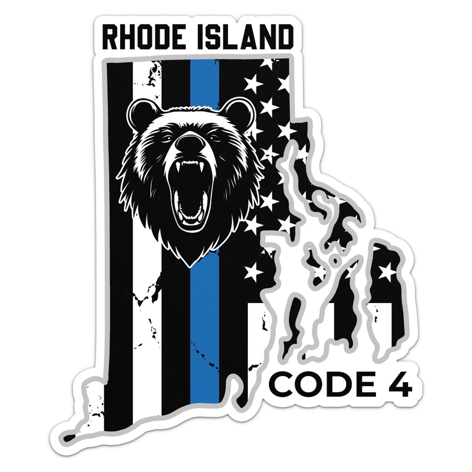 Rhode Island State Code 4 Thin Blue line Sticker Car Bumper Vinyl Decal ...