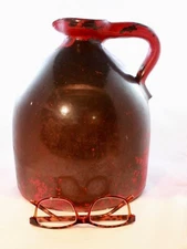 Early Maine Red  Glazed Ceramic Jug   w/ Reddish-Olive Lead Glaze 1 Gal