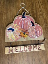 Fall Pumpkin Welcome Sign Wood 15  Wooden Signs Rustic Fall Decorations