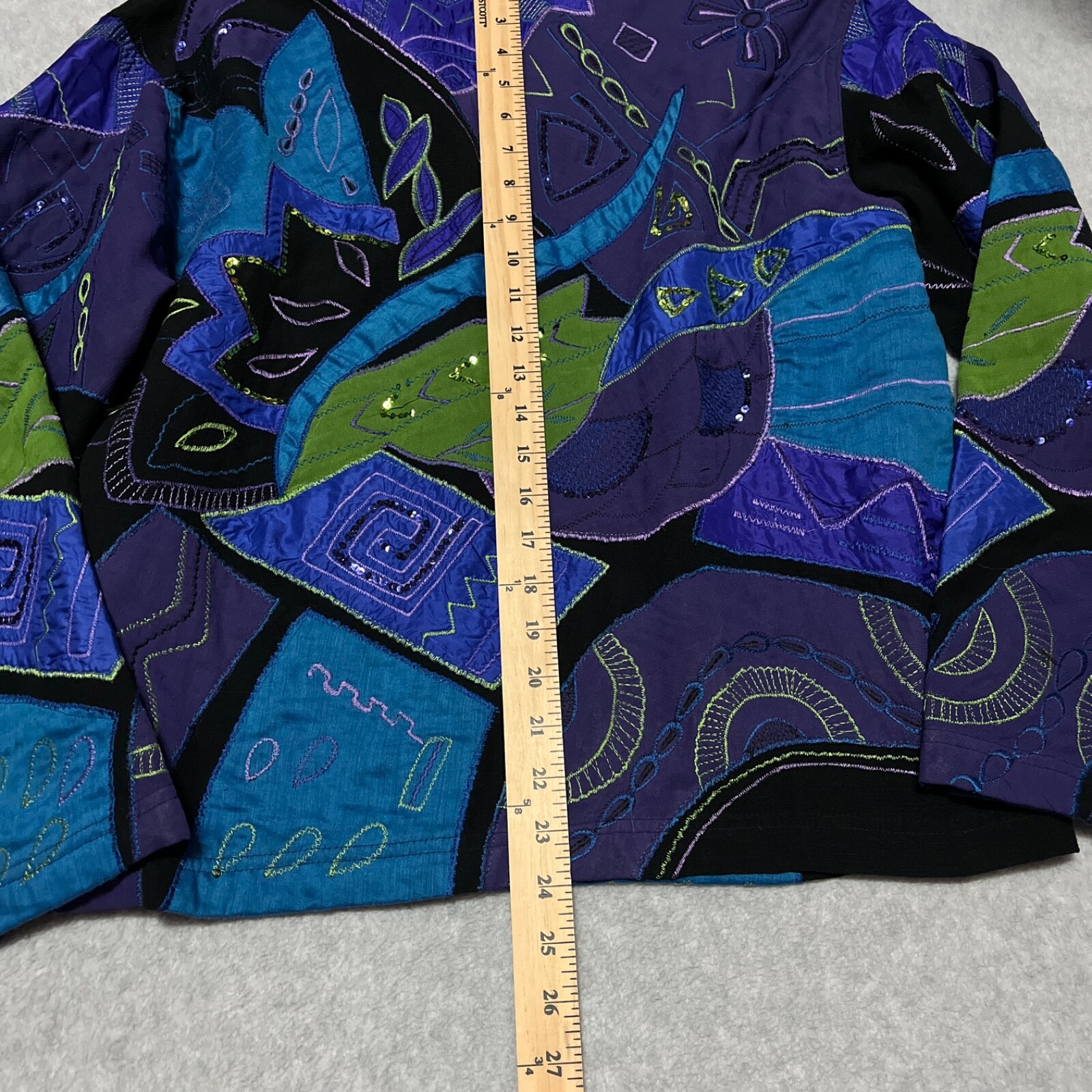 Chicos Jacket Women's Large 2 Patchwork Artsy Emb… - image 12