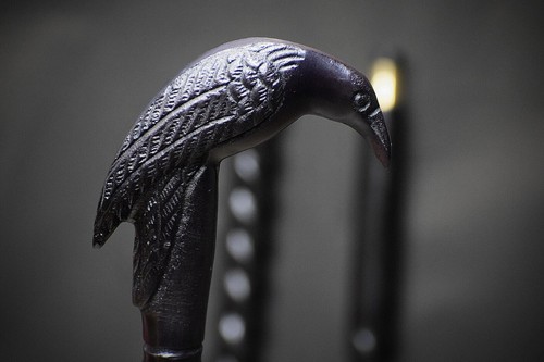 Black Raven Handle Walking Stick Customizable Spiral Cane with Rubber Tip - Picture 5 of 5